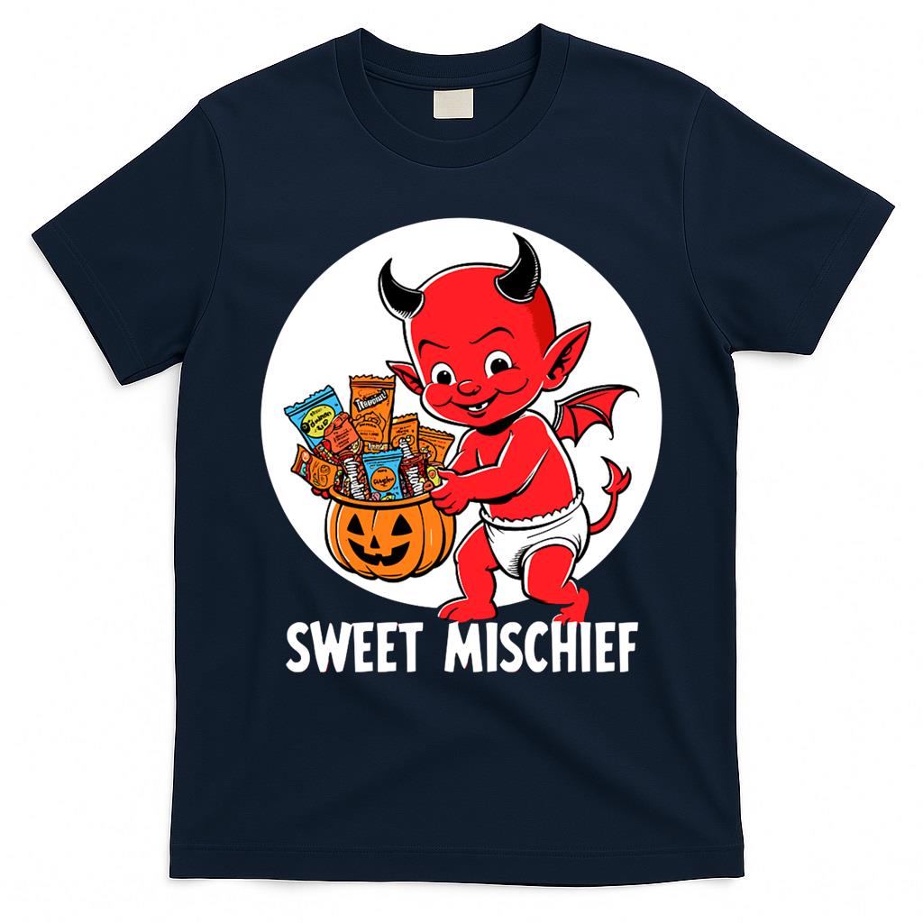 Sweet Mischief – Cute Vintage Devil with Halloween Candy Classic T-Shirt
