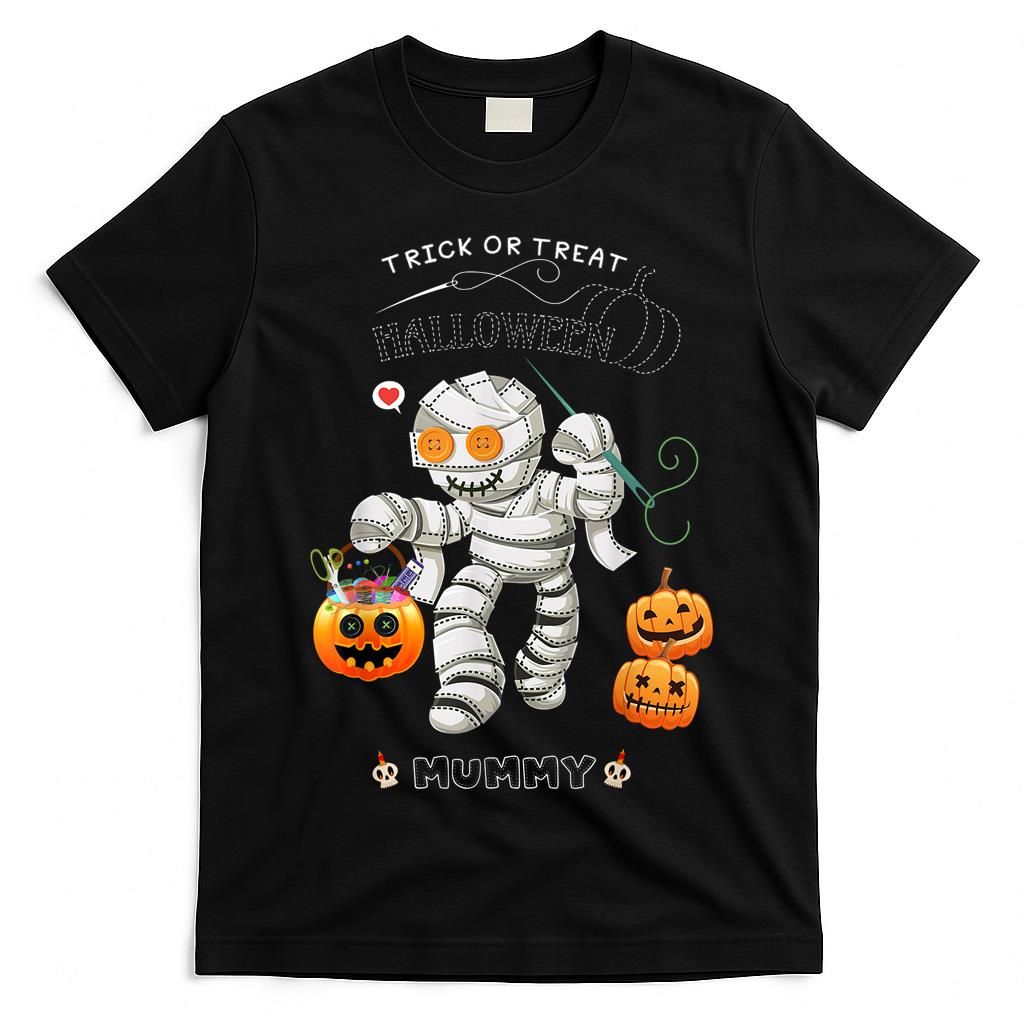 Trick Or Treat Mummy Sewing and Knitting Halloween T-Shirt