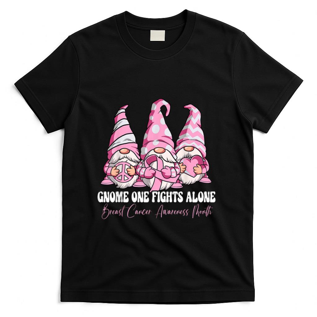 Gnome One Fights Alone Breast Cancer Awareness Month T-Shirt