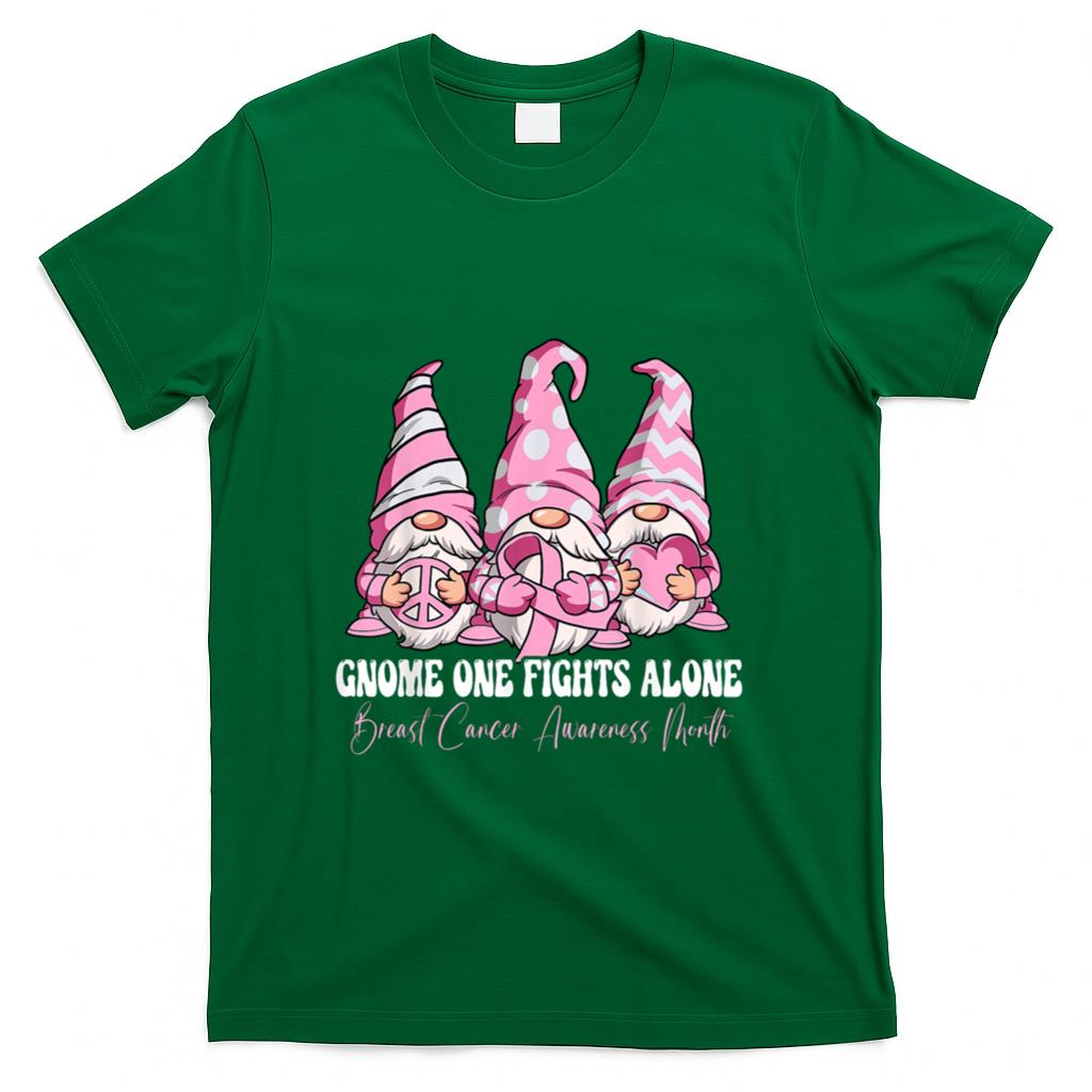 Gnome One Fights Alone Breast Cancer Awareness Month T-Shirt