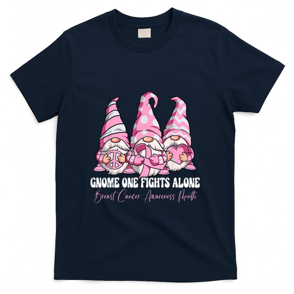 Gnome One Fights Alone Breast Cancer Awareness Month T-Shirt