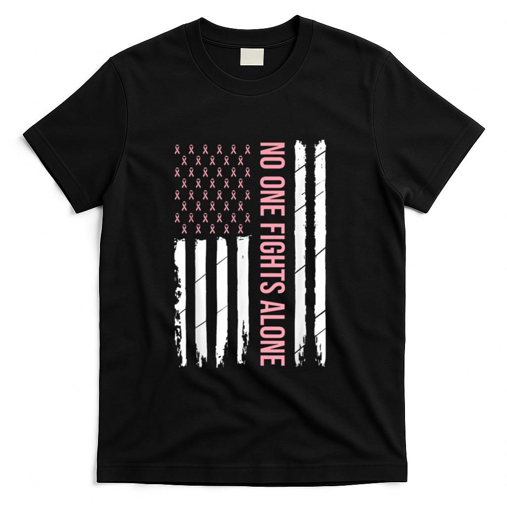 Breast Cancer Awareness Pink Ribbon USA American Flag Men T-Shirt