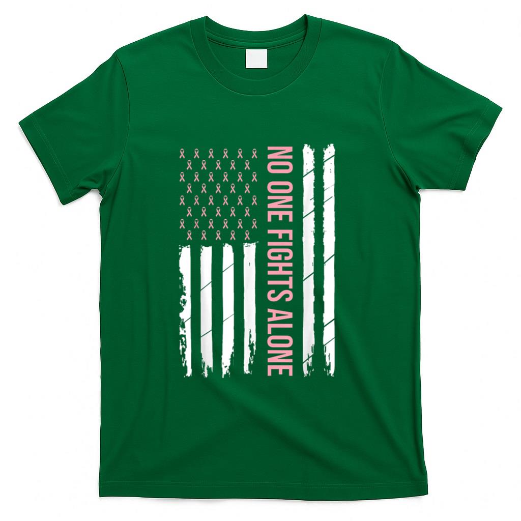 Breast Cancer Awareness Pink Ribbon USA American Flag Men T-Shirt