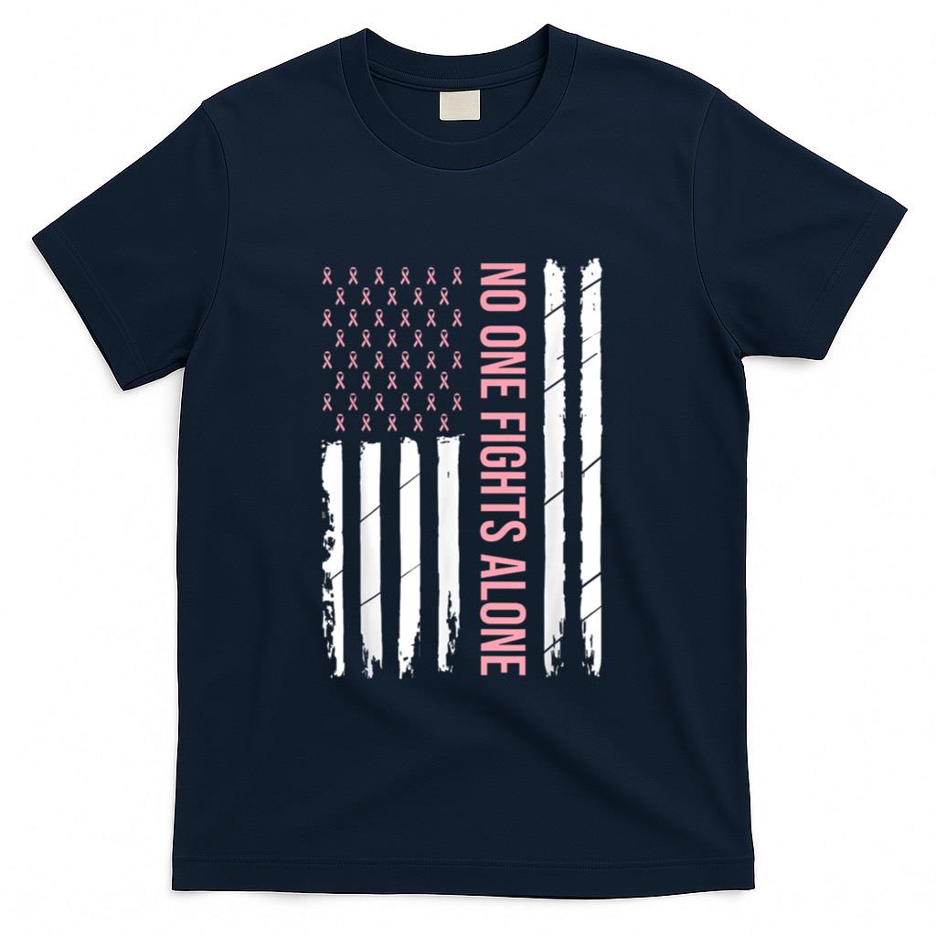 Breast Cancer Awareness Pink Ribbon USA American Flag Men T-Shirt