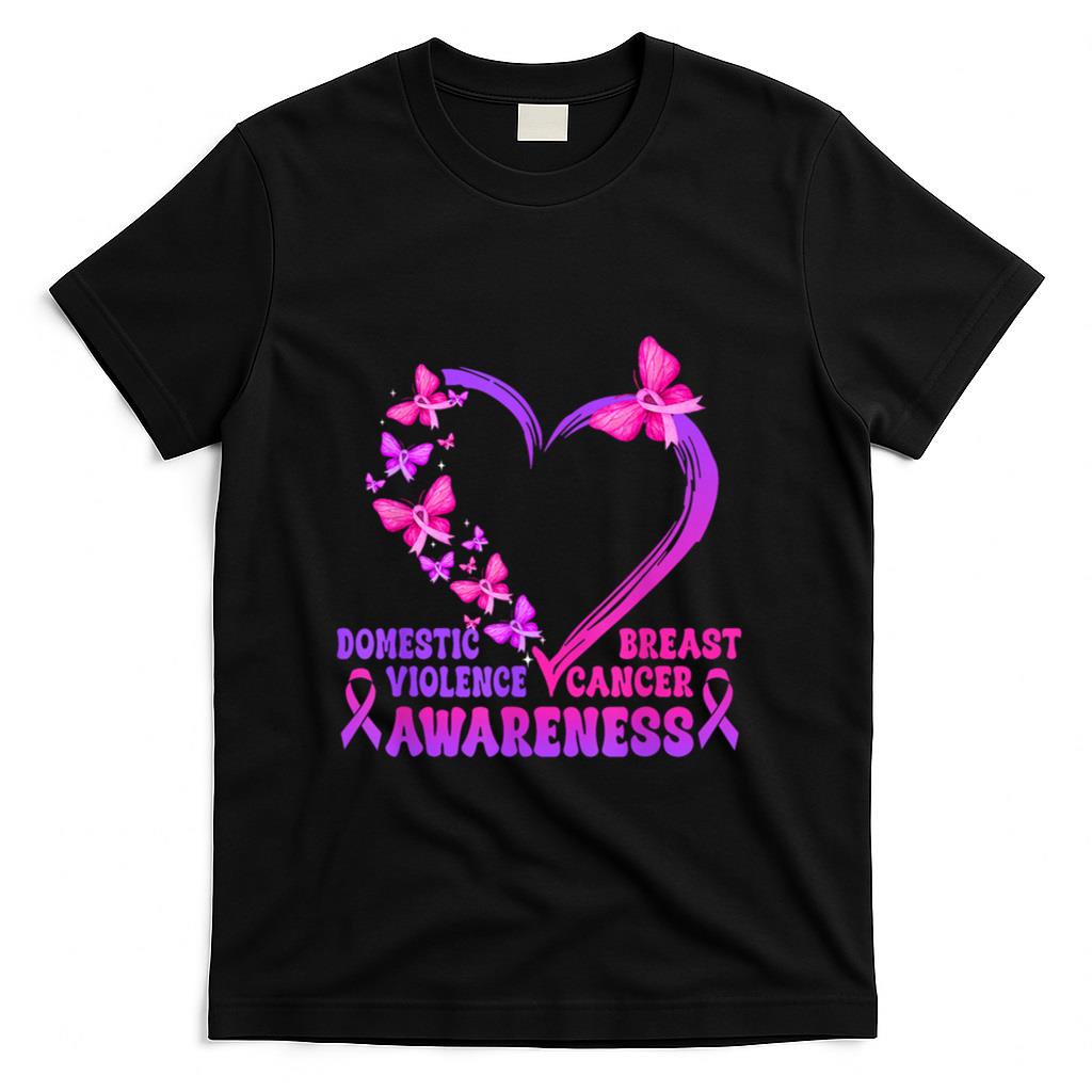 Breast Cancer and Domestic Violence Awareness Heart T-Shirt