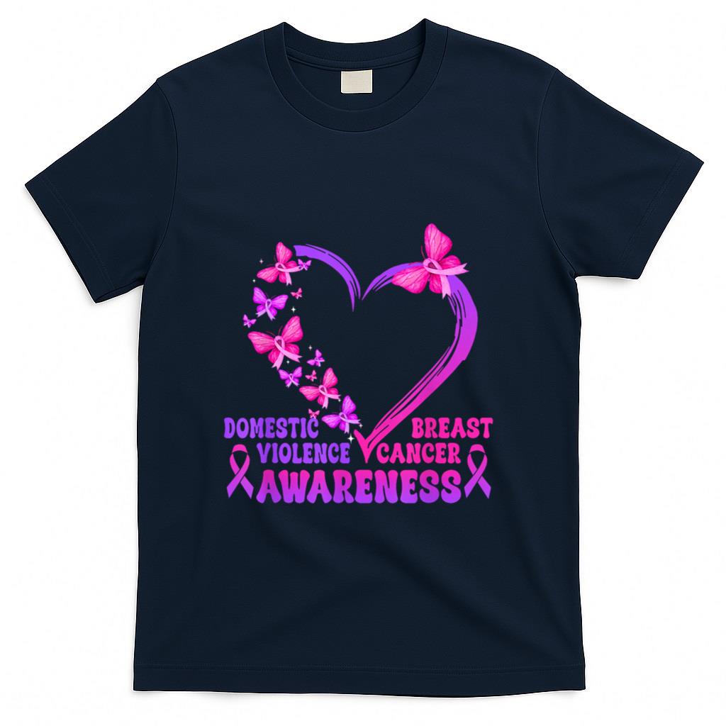 Breast Cancer and Domestic Violence Awareness Heart T-Shirt