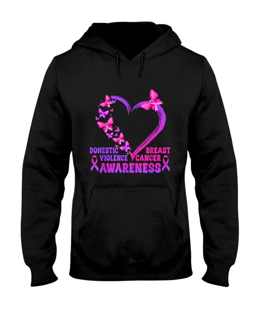 Breast Cancer and Domestic Violence Awareness Heart T-Shirt