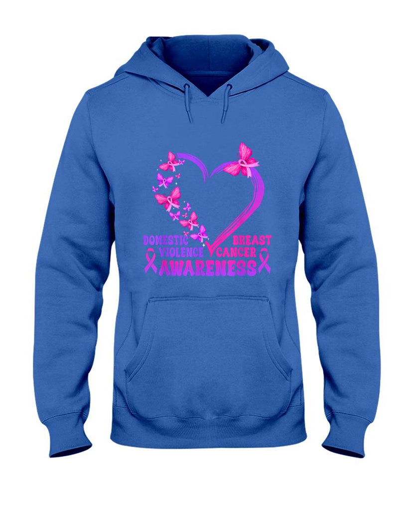 Breast Cancer and Domestic Violence Awareness Heart T-Shirt