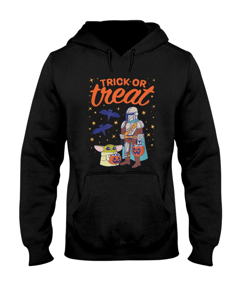 Amazon Essentials Mens The Mandalorian Grogu Halloween Trick or Treat  Black Graphic T-Shirt