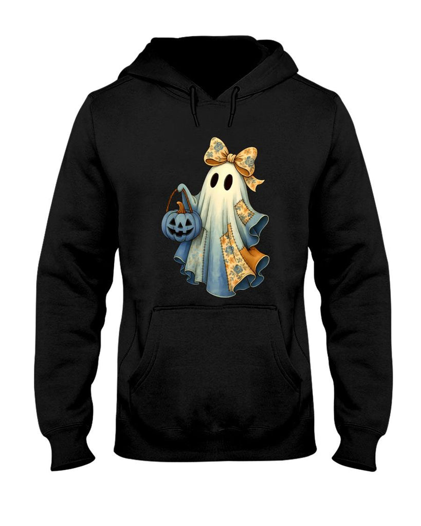 Retro Halloween Blue Denim Ghost Pumpkin Trick or Treat T-Shirt