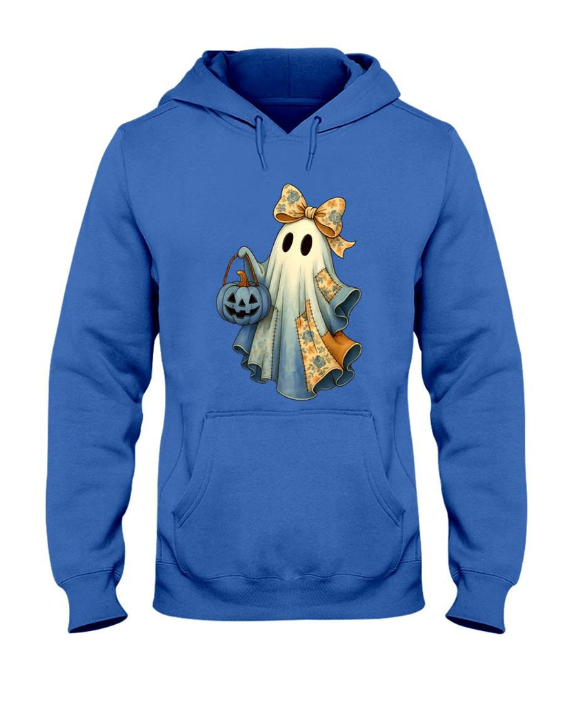 Retro Halloween Blue Denim Ghost Pumpkin Trick or Treat T-Shirt
