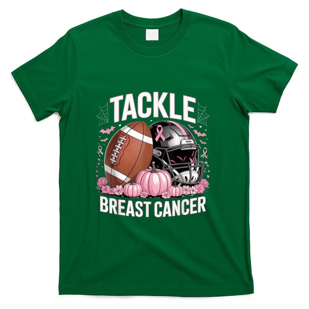 Tackle Breast Cancer Football Breast Cancer Awareness Month T-Shirt_1