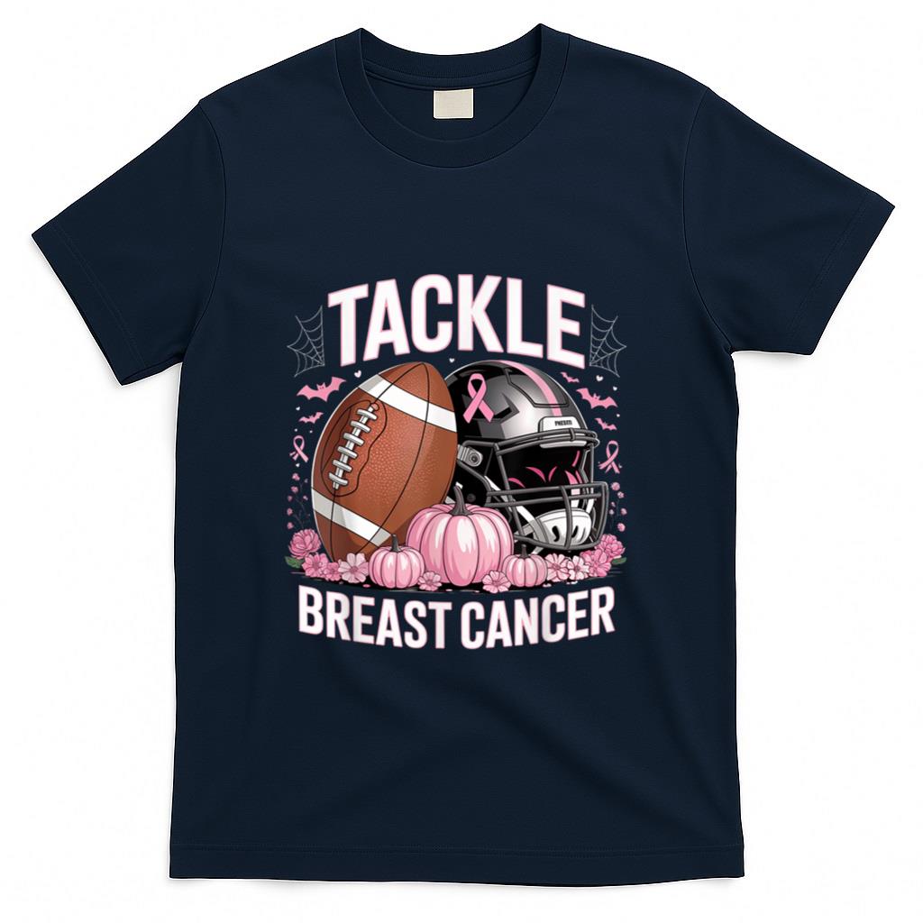 Tackle Breast Cancer Football Breast Cancer Awareness Month T-Shirt_1