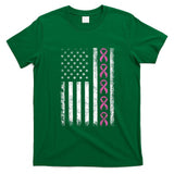 Breast Cancer Shirts American Flag Breast Cancer Awareness Women Kids Men T-Shirt