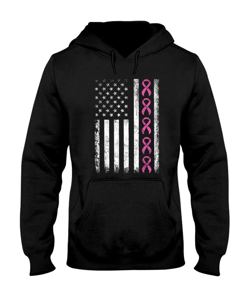 Breast Cancer Shirts American Flag Breast Cancer Awareness Women Kids Men T-Shirt