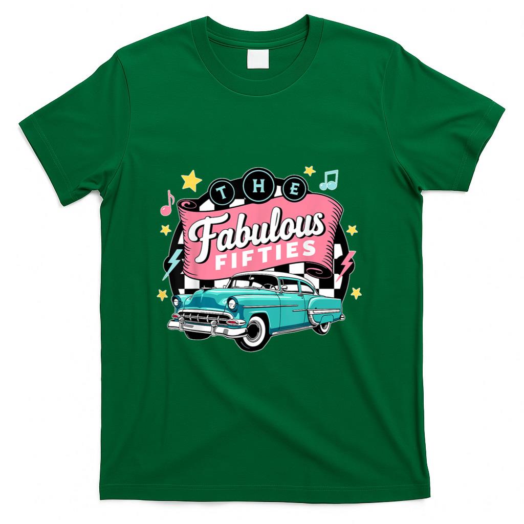 Retro Nostalgia - The Fifties 1950s Car Music Checkerboard Rockabilly Sock Hop T-Shirt