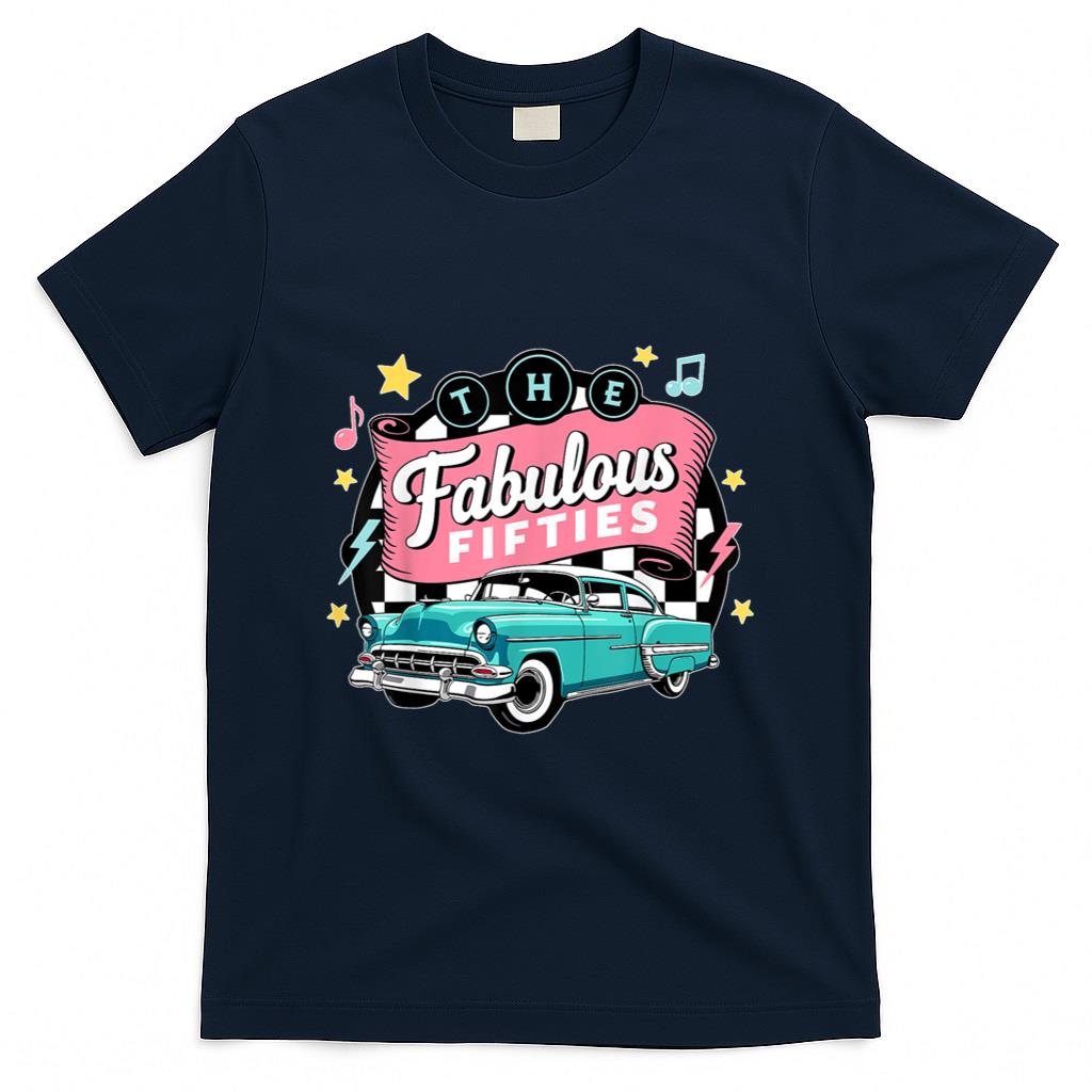 Retro Nostalgia - The Fifties 1950s Car Music Checkerboard Rockabilly Sock Hop T-Shirt