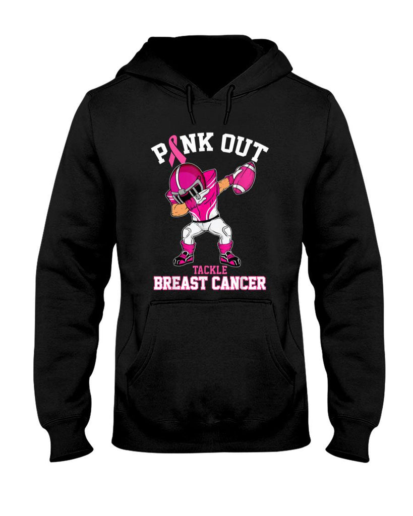 Pink Out Tackle Breast Cancer Awareness Dabbing Football T-Shirt
