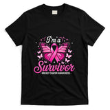 Im A Survivor Butterfly Fight Breast Cancer Awareness Women T-Shirt