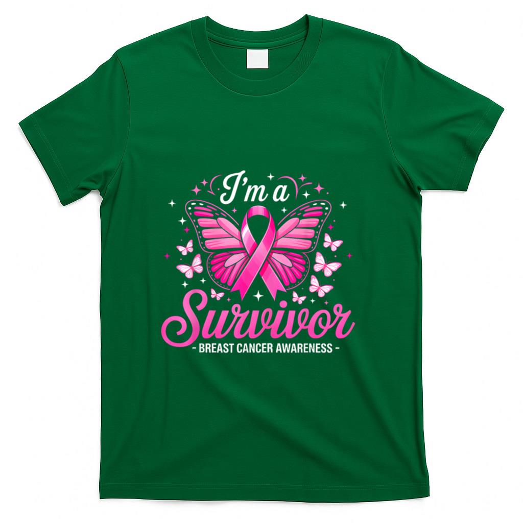 Im A Survivor Butterfly Fight Breast Cancer Awareness Women T-Shirt