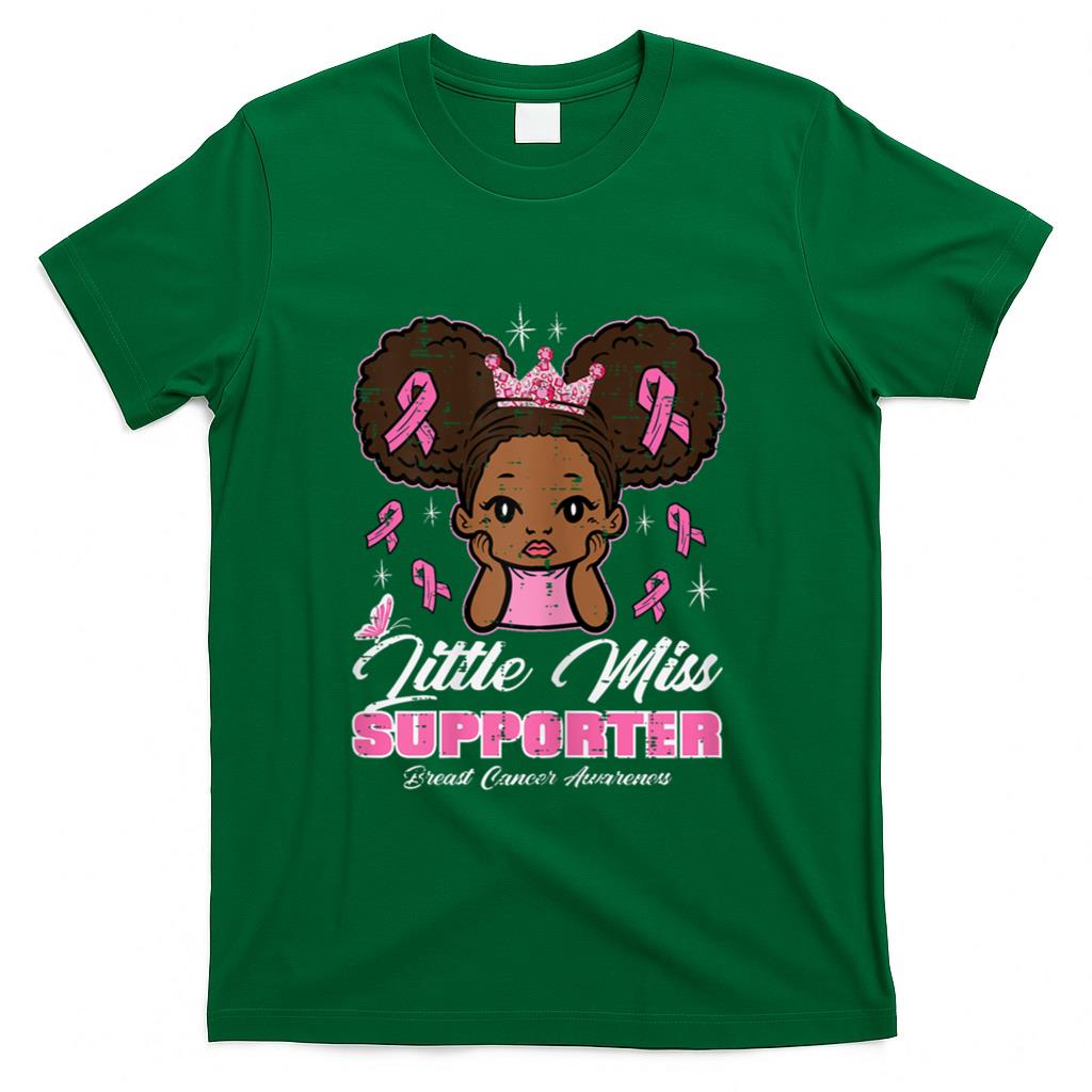 Breast Cancer Little Miss Supporter Afro Girl Kids Toddler T-Shirt