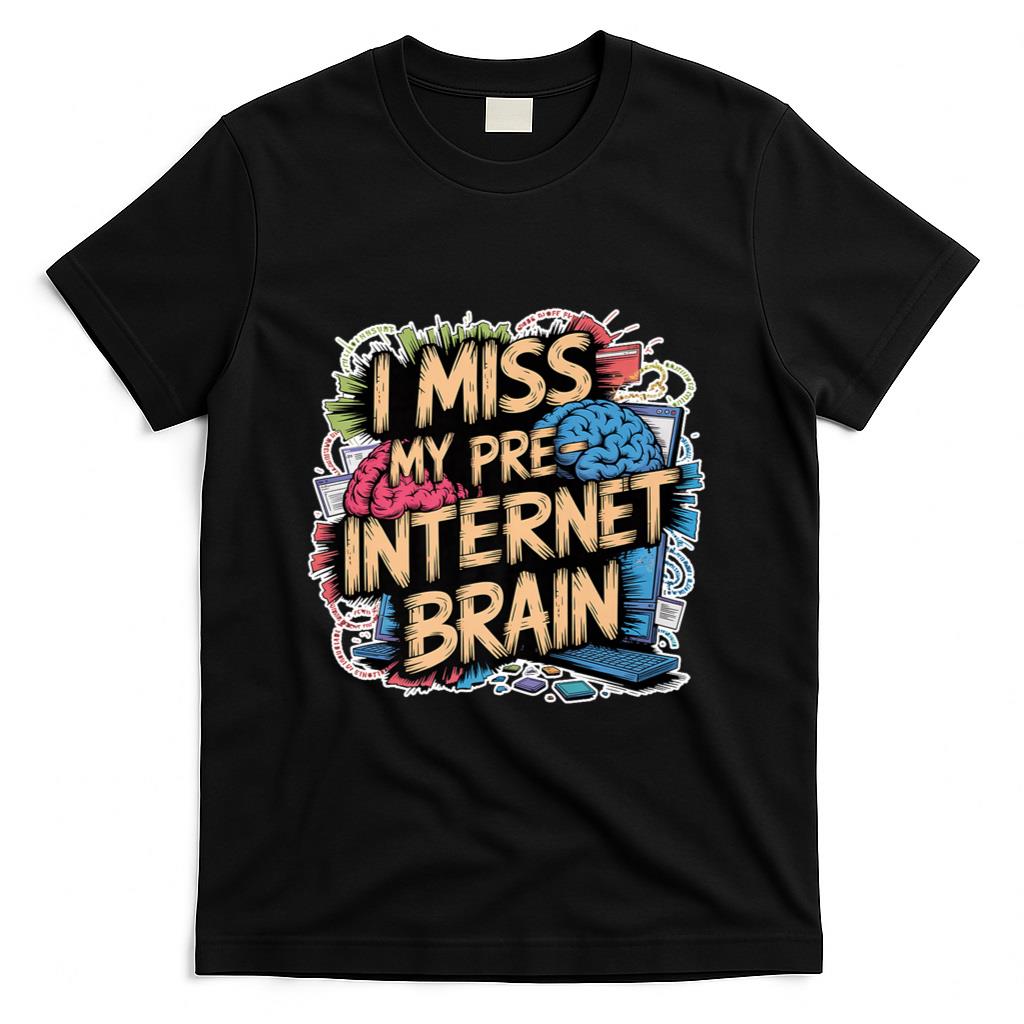 Retro Nostalgia - I Miss My Pre-Internet Brain Digital Nostalgia Retro - Premium T-Shirt