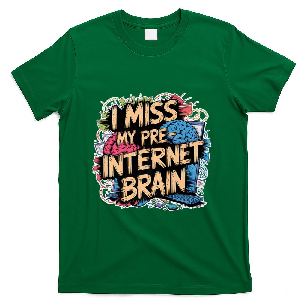 Retro Nostalgia - I Miss My Pre-Internet Brain Digital Nostalgia Retro - Premium T-Shirt
