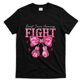 Fight Breast Cancer Awareness Shirts Women Bow Pink Ribbon T-Shirt
