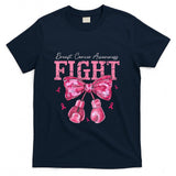 Fight Breast Cancer Awareness Shirts Women Bow Pink Ribbon T-Shirt