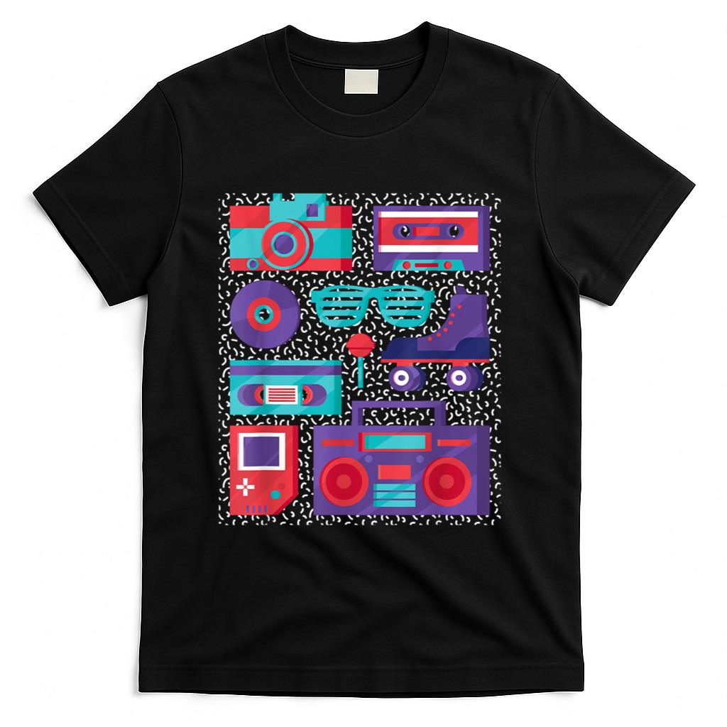 Retro Nostalgia - Camera Cassette Tape Roller Skate - 90s 80s Retro Nostalgia T-Shirt