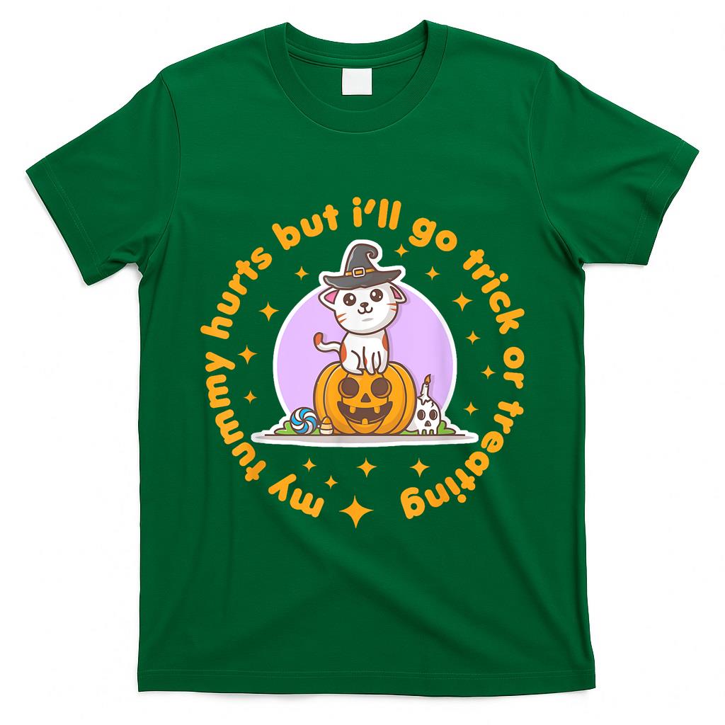 My Tummy Hurts Funny Halloween Cute Kawaii Trick or Treat T-Shirt
