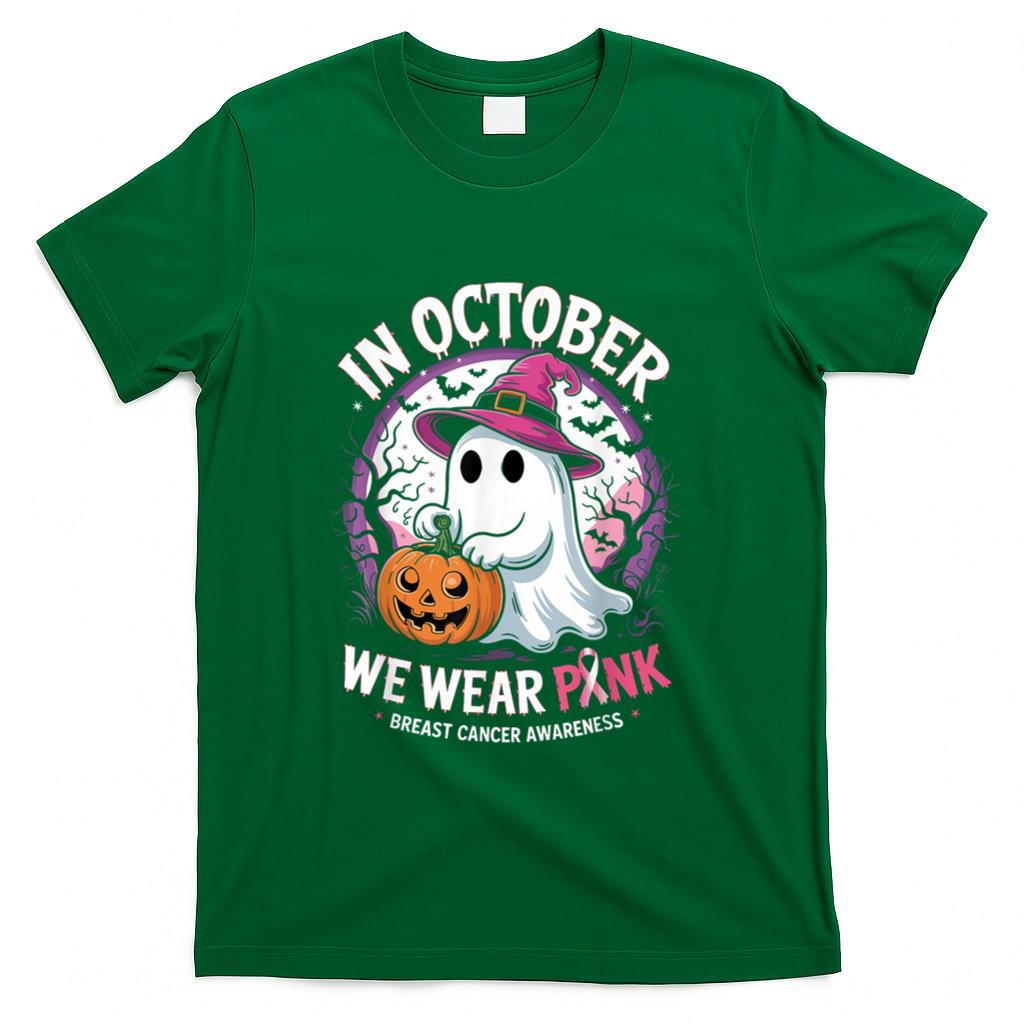 in October We Wear Pink Shirt Ghost Breast Cancer Awareness T-Shirt_1