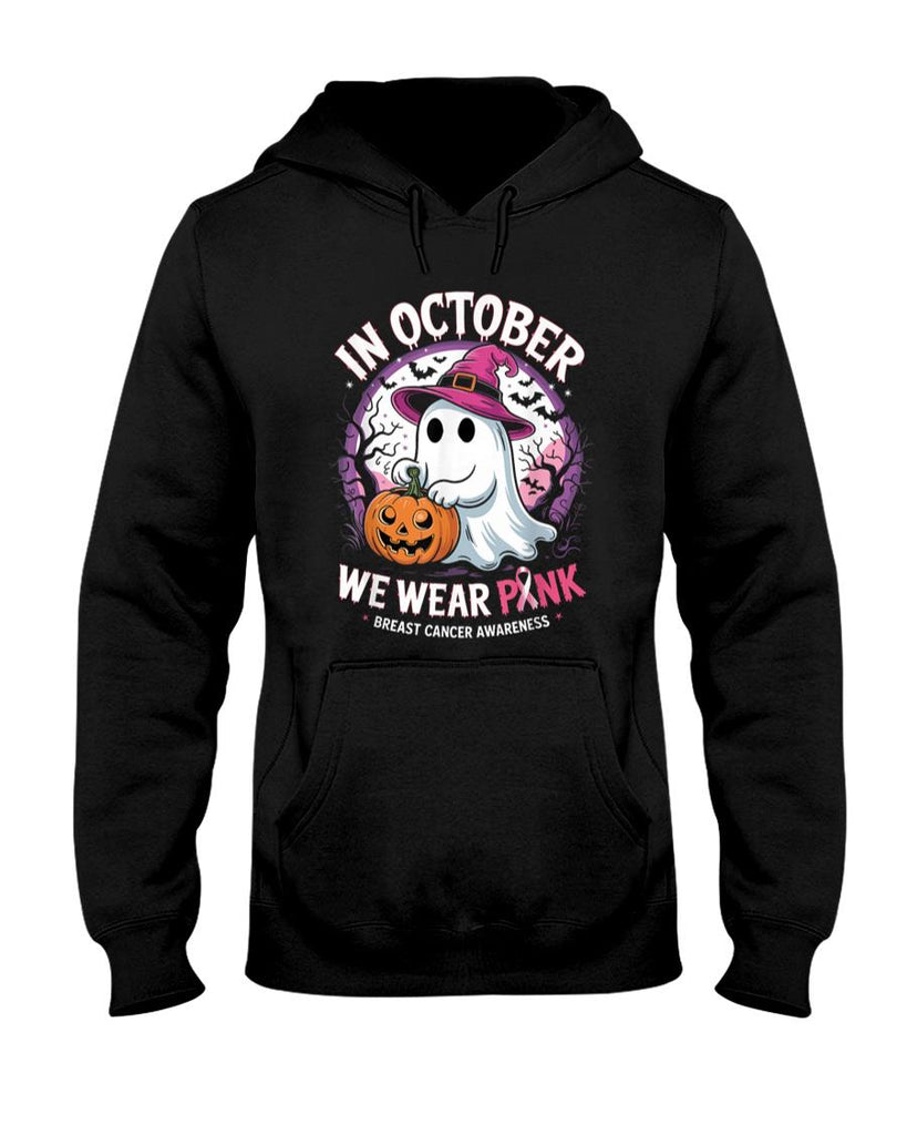 in October We Wear Pink Shirt Ghost Breast Cancer Awareness T-Shirt_1