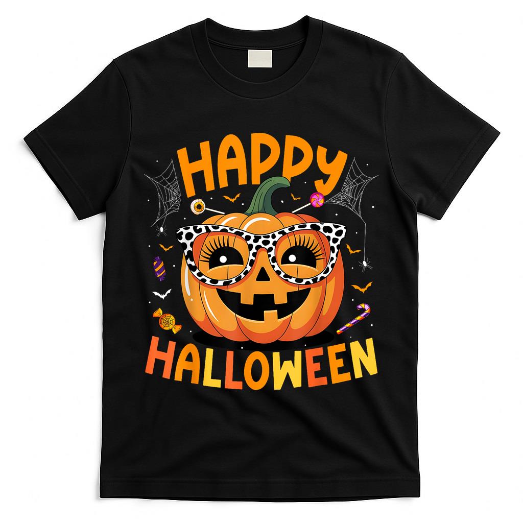 Happy Halloween 2025 Funny Pumpkin Trick Or Treat Men Women T-Shirt