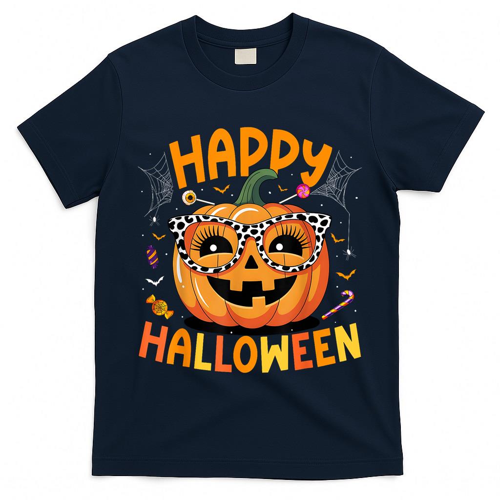 Happy Halloween 2025 Funny Pumpkin Trick Or Treat Men Women T-Shirt