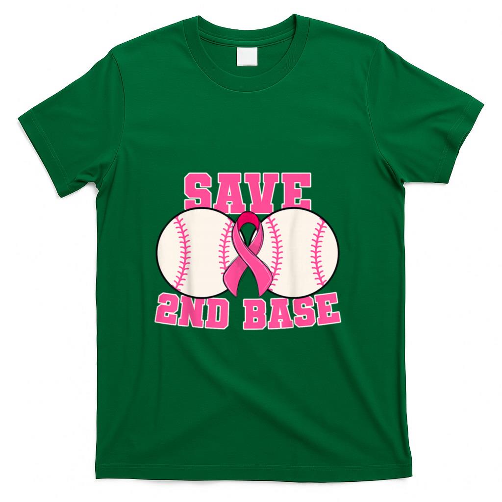 Save Second 2nd Base Breast Cancer Survivor Funny Baseball T-Shirt