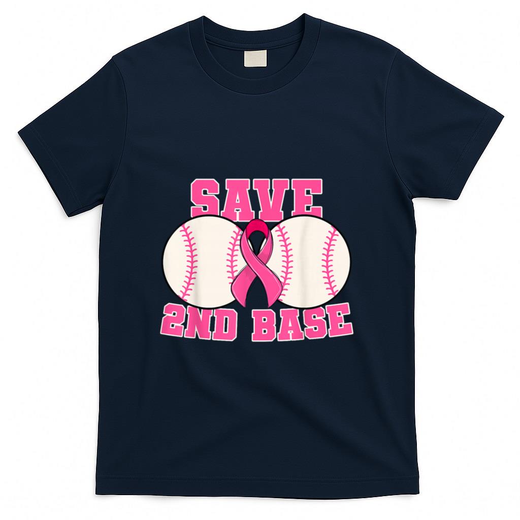 Save Second 2nd Base Breast Cancer Survivor Funny Baseball T-Shirt