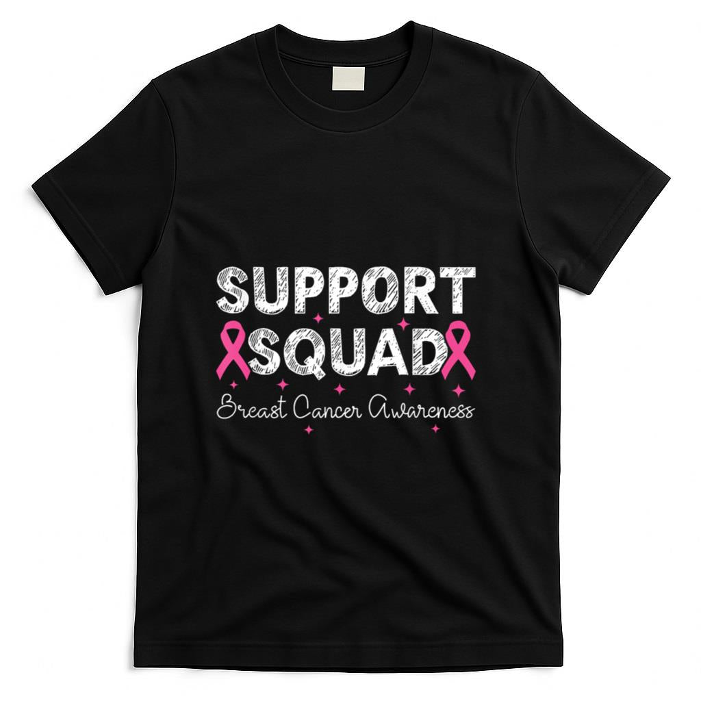 Support Squad Breast Cancer Awareness Month 2025 Pink Ribbon T-Shirt