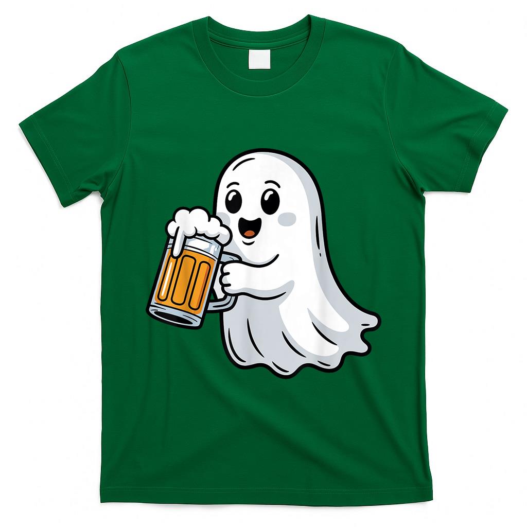 Halloween Boo Ghost Drinking Beer Funny Kids Trick or Treat T-Shirt
