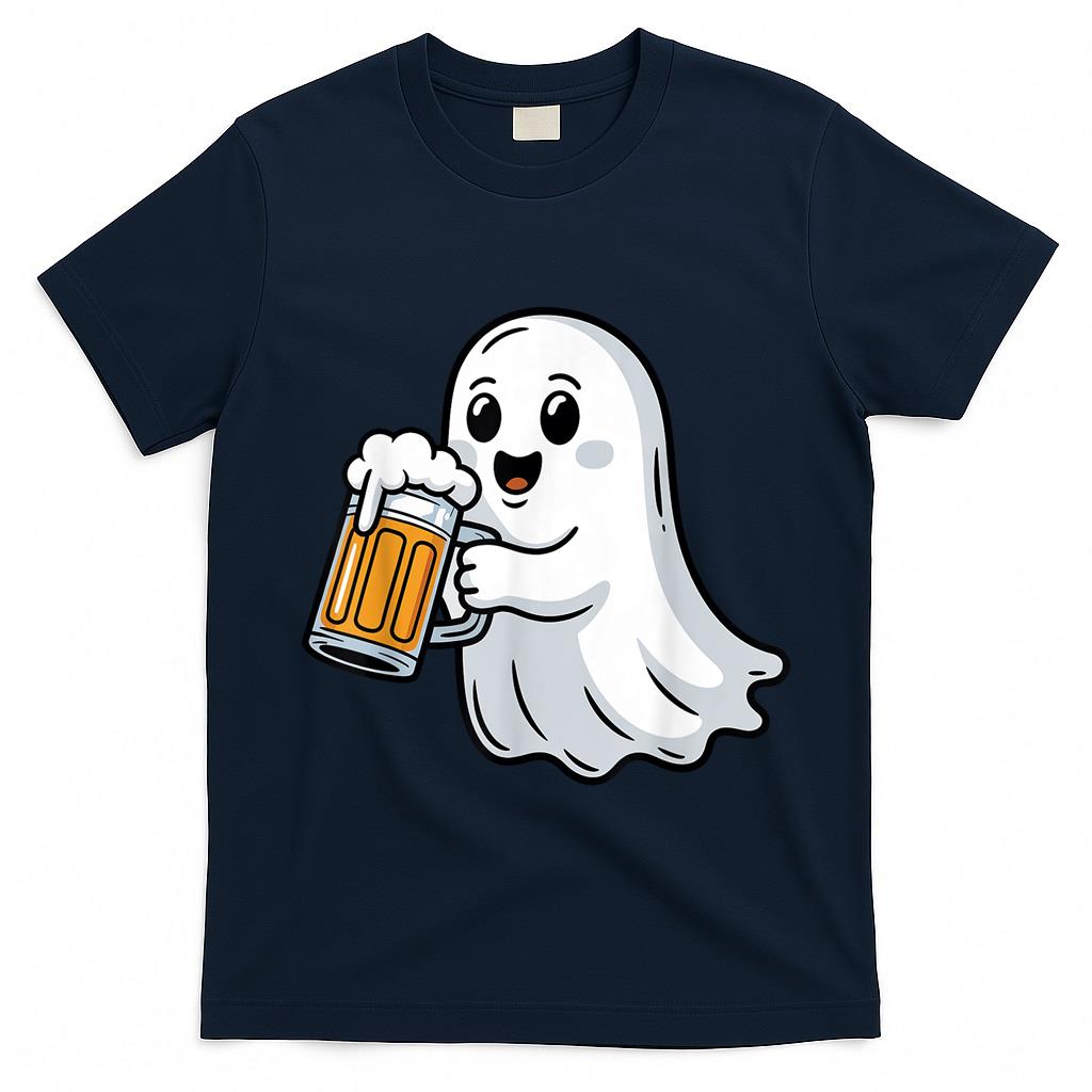 Halloween Boo Ghost Drinking Beer Funny Kids Trick or Treat T-Shirt