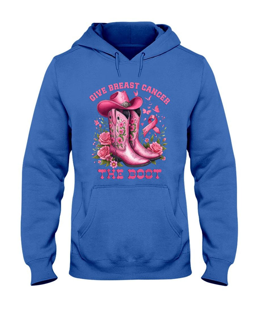Give Breast Cancer The Boot Cowgirl Cancer Awareness Ribbon T-Shirt