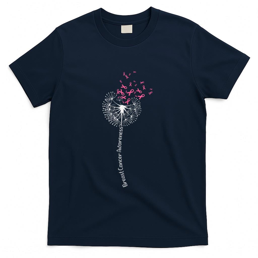 Dandelion Breast Cancer Awareness Warrior Pink Ribbon Women T-Shirt