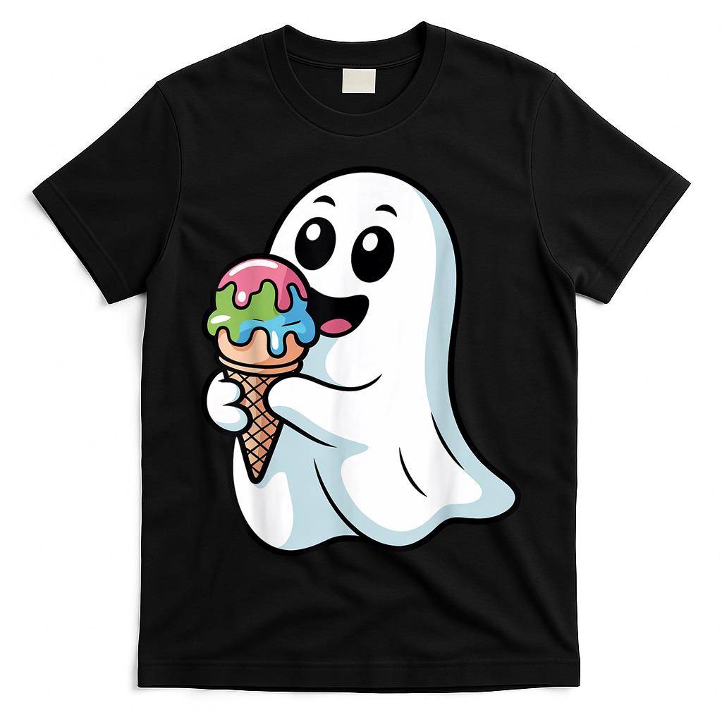 Halloween Boo Ghost Eating Ice Cream Funny Trick or Treat T-Shirt