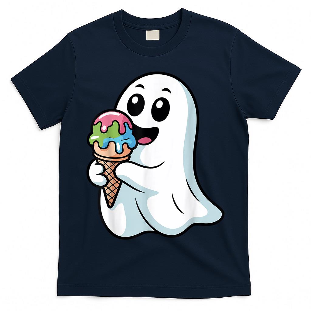 Halloween Boo Ghost Eating Ice Cream Funny Trick or Treat T-Shirt