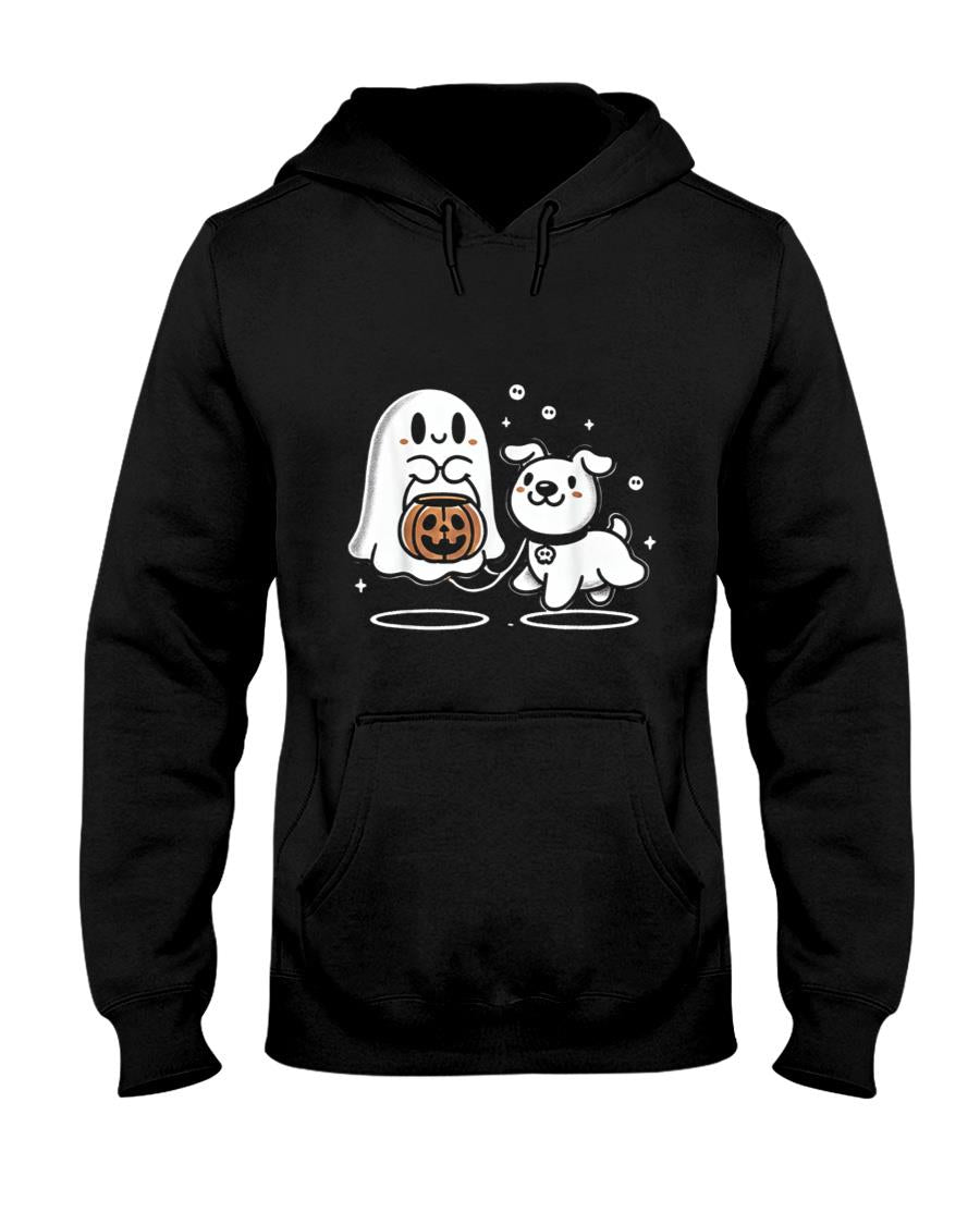 Ghost and Dog Halloween Cute Trick-or-Treat Design T-Shirt