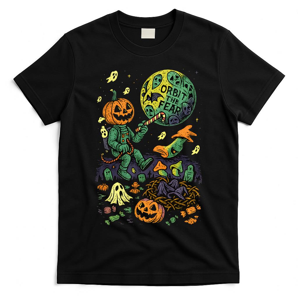 Orbit the Fear – Cosmic Halloween Terror Oversized T-Shirt