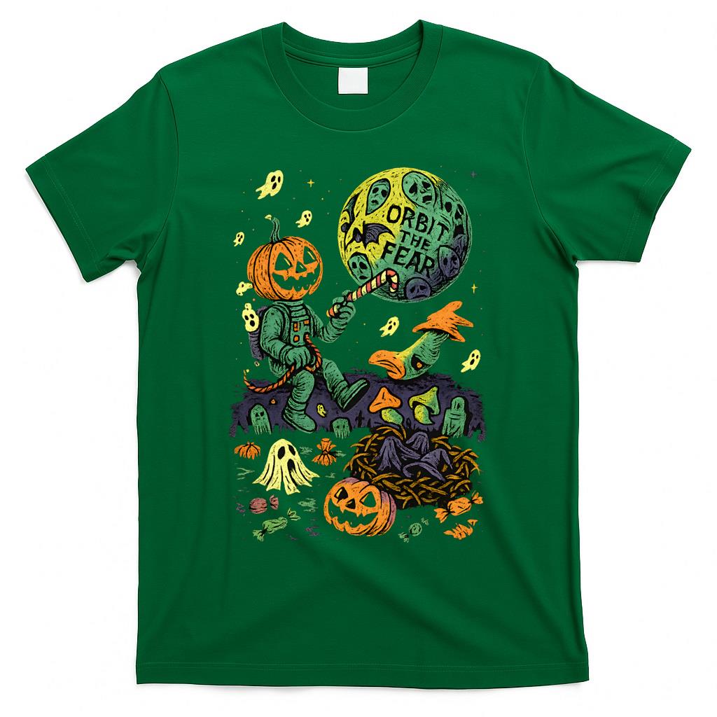 Orbit the Fear – Cosmic Halloween Terror Oversized T-Shirt