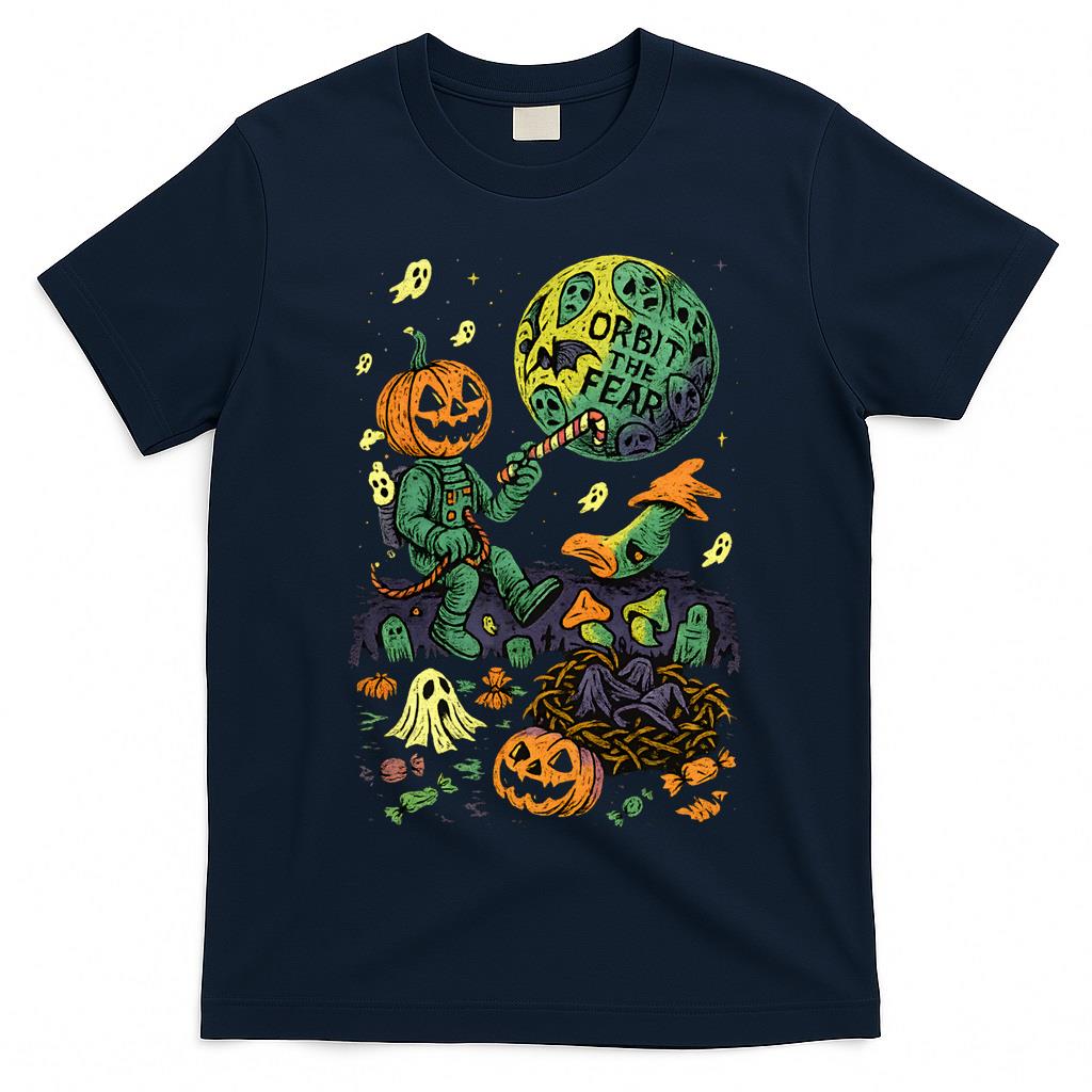 Orbit the Fear – Cosmic Halloween Terror Oversized T-Shirt