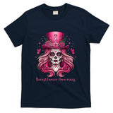 Skull Breast Cancer Awareness Skeleton Women Pink Ribbon T-Shirt