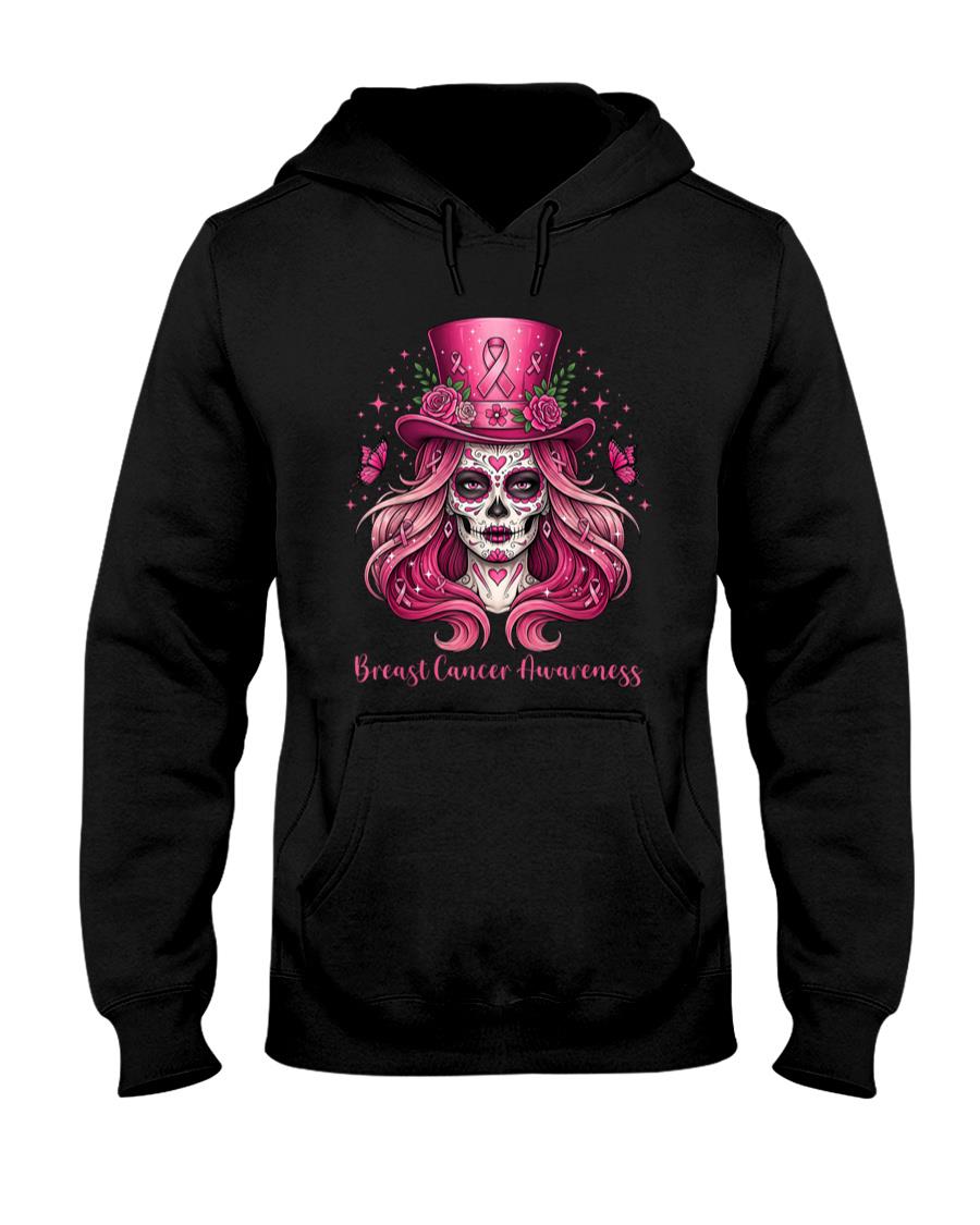 Skull Breast Cancer Awareness Skeleton Women Pink Ribbon T-Shirt